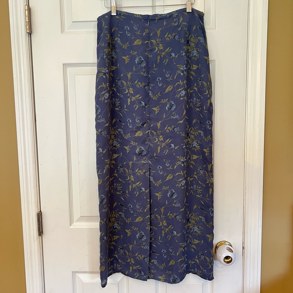 Old Navy Maxi Skirt Y2K 90’s Floral Blue Lined Slit Feminine Fairy Cottage Sz 10